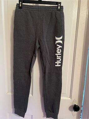 Hurley Kids Dark Gray Jogger Sweatpants with White Logo